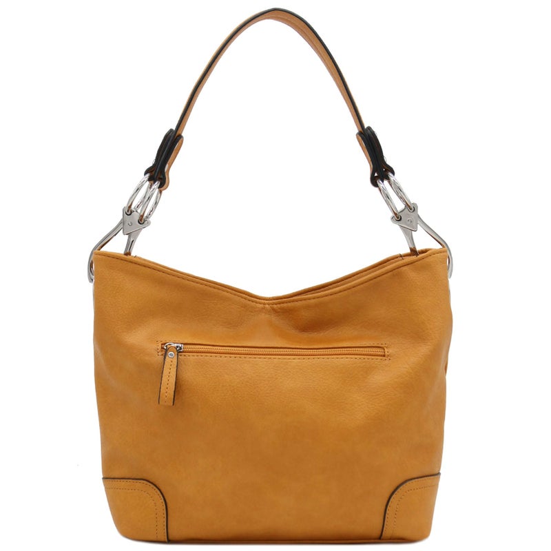 Alyssa Hobo Shoulder Bag with Big Snap Hook Hardware (Mustard) - Image 5